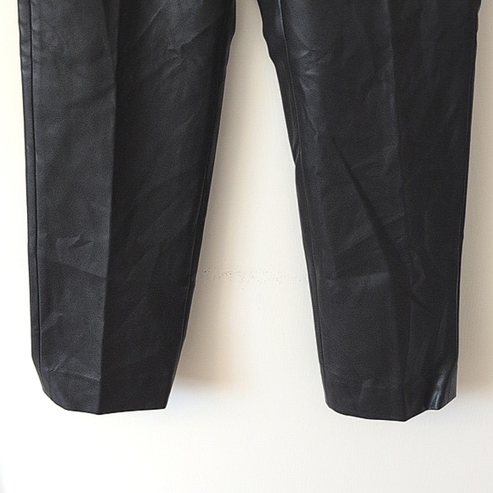 J. Crew Womens 8 Kate Straight Leg Faux Leather Black Pants Preppy City Neutral - Picture 2 of 8